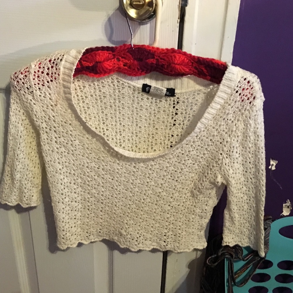Cream crochet type crop top